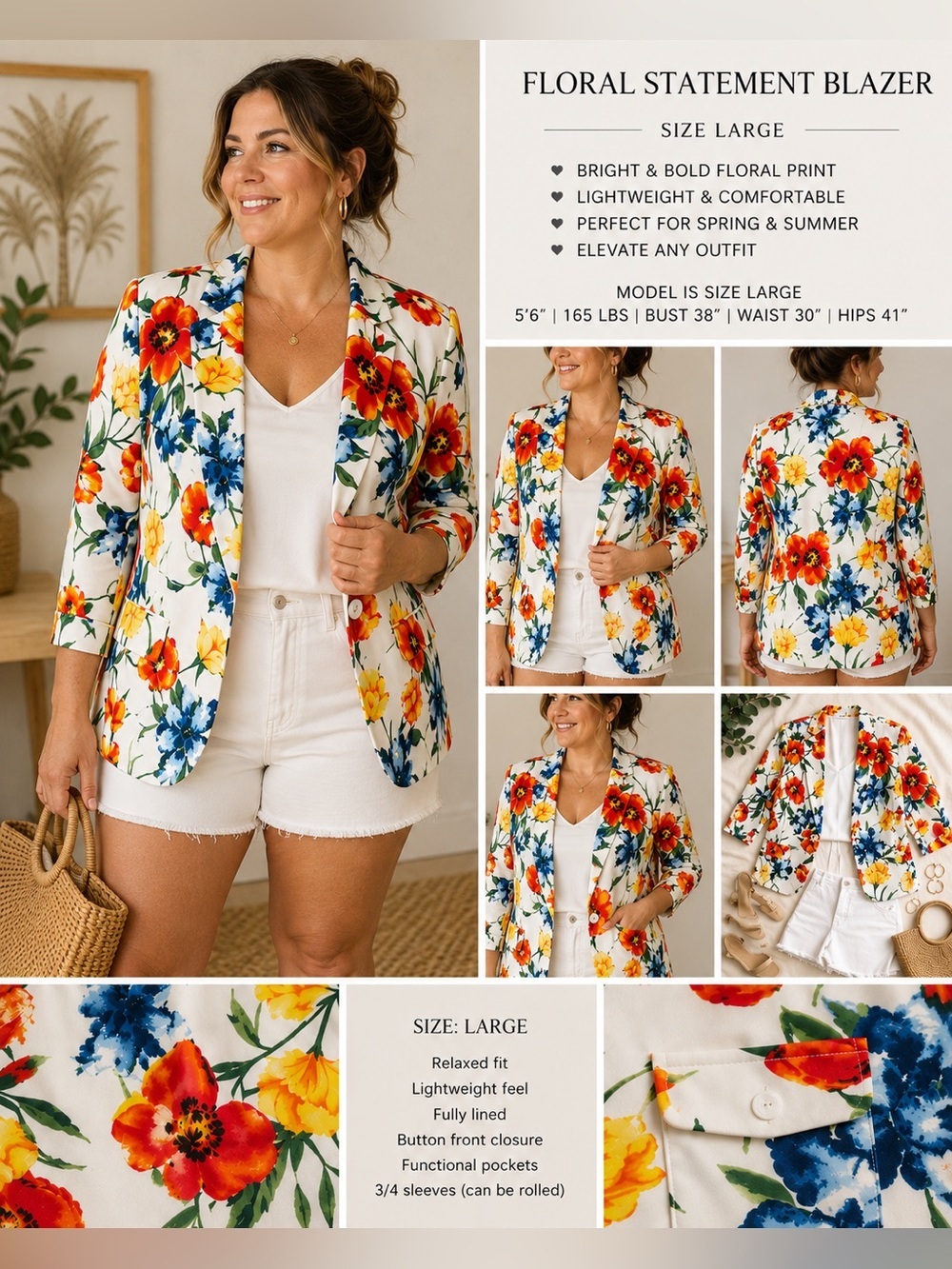 NYCC New York Clothing Co. Floral Blazer – Size Large